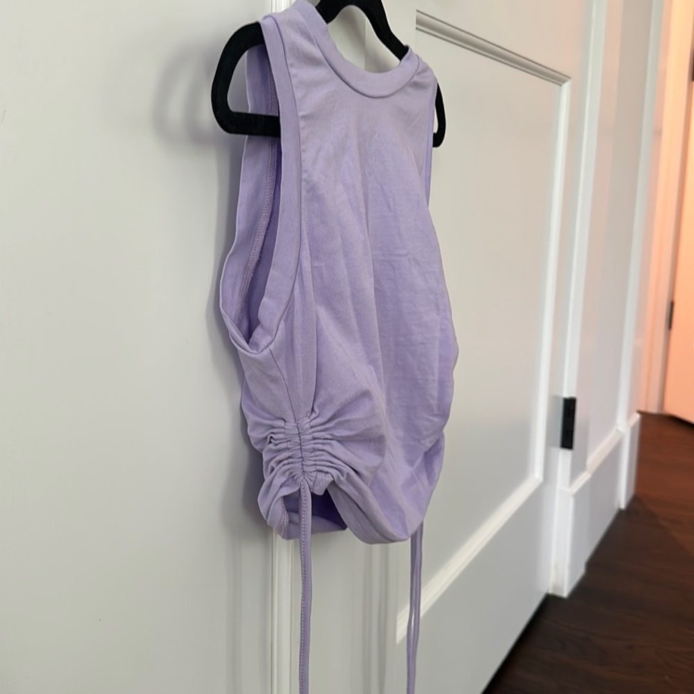 Purple Drawstring Ruched Side Tank Top - Picture 4 of 5
